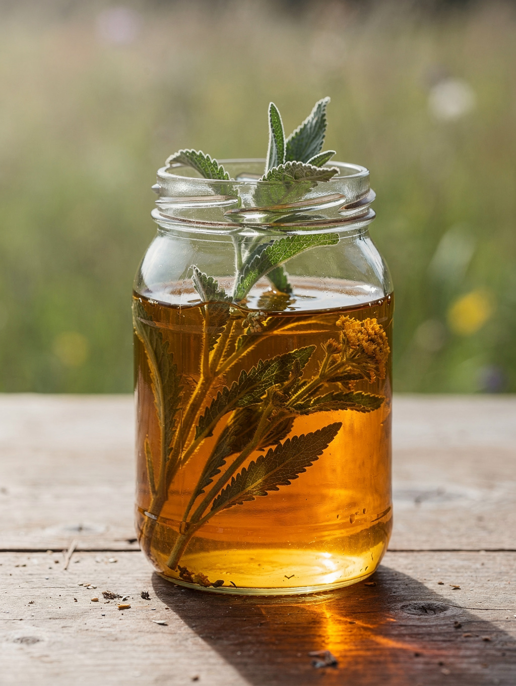 Handcrafted herbal infusion with fresh rosemary and citrus