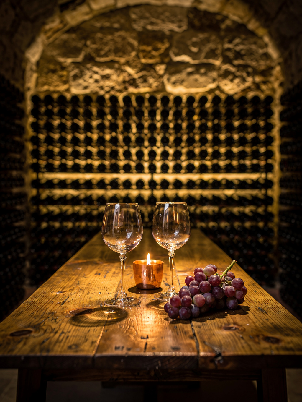 Intimate wine cellar with curated Italian vintage bottles