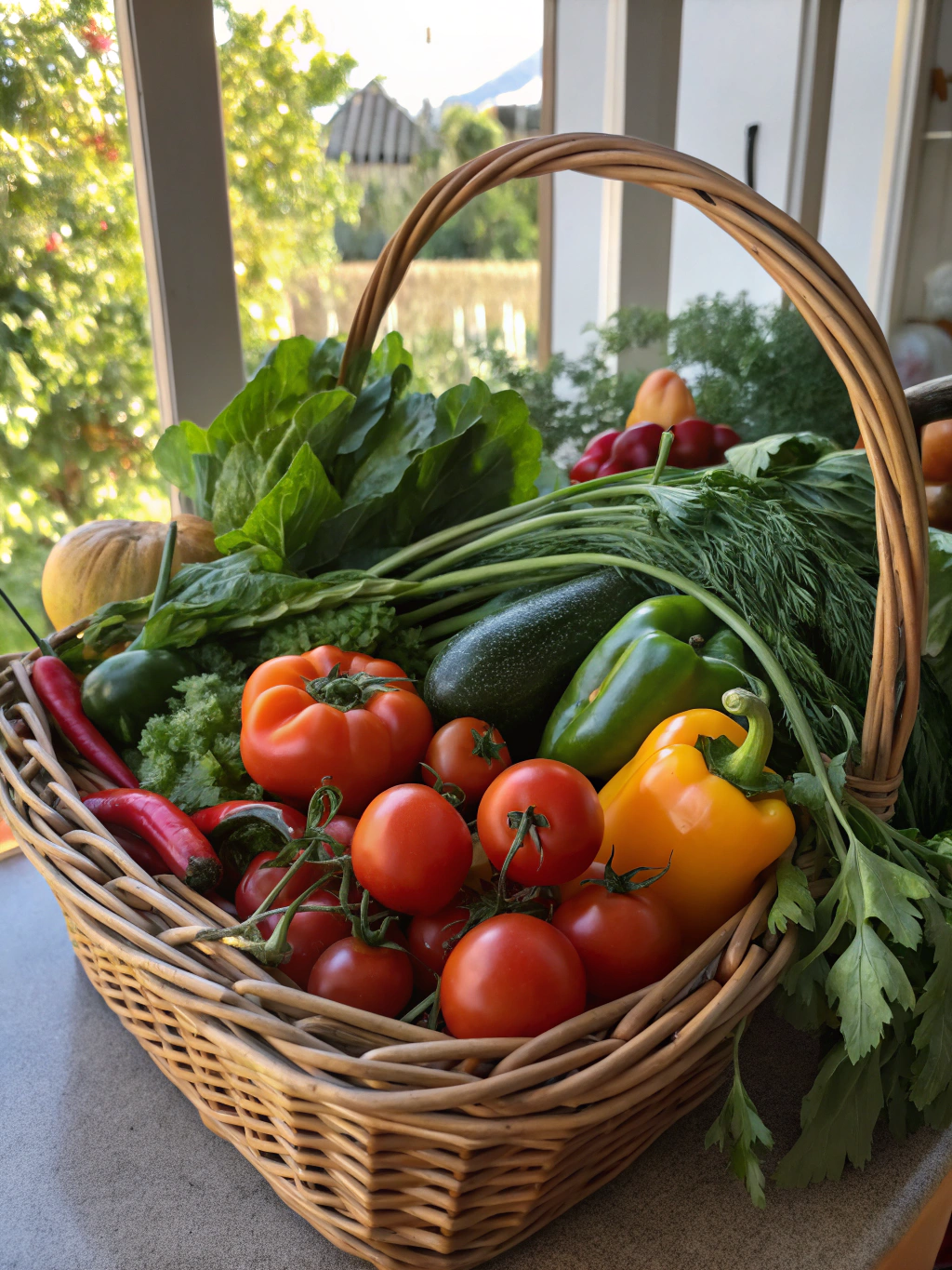Freshly harvested organic vegetables from local Italian farms
